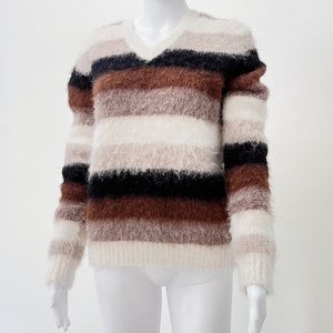 THEORY Women’s ALPACA Striped Brown Black Sweater ~ sz Small